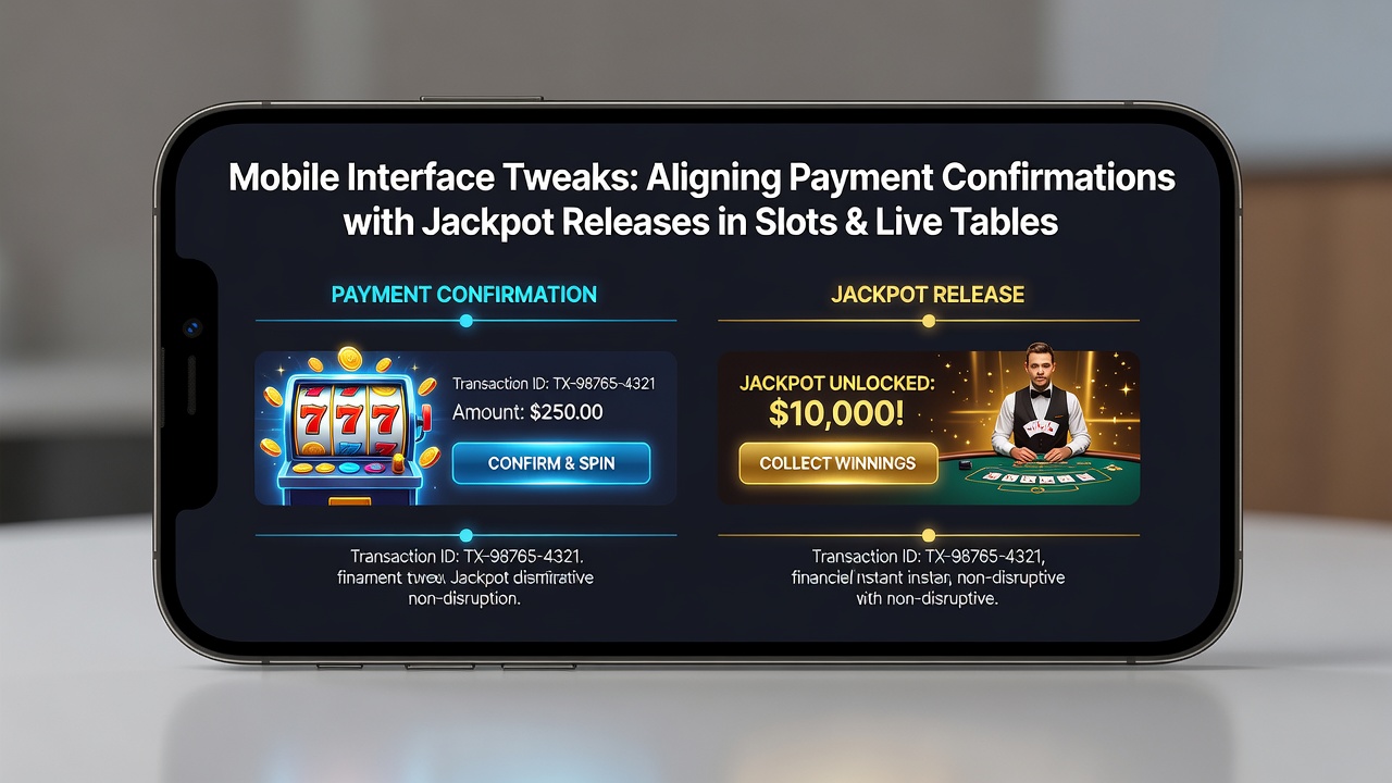 Beispiel einer synchronisierten mobilen Oberfläche für Zahlungen und Jackpots